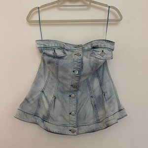 Strapless Jean Peplum Venus Tube Top